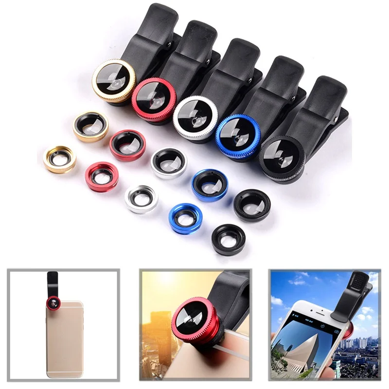 

3 In 1 Fisheye Lens Mobile Phone Lenses Fish Eye +wide Angle +macro Camera Lens For Iphone 7 6s Plus For Xiaomi Huawei Samsung