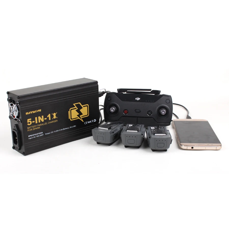 

5 in 1 Battery Parallel Charger Remote Controller Charger Dual USB Charger for DJI SPARK