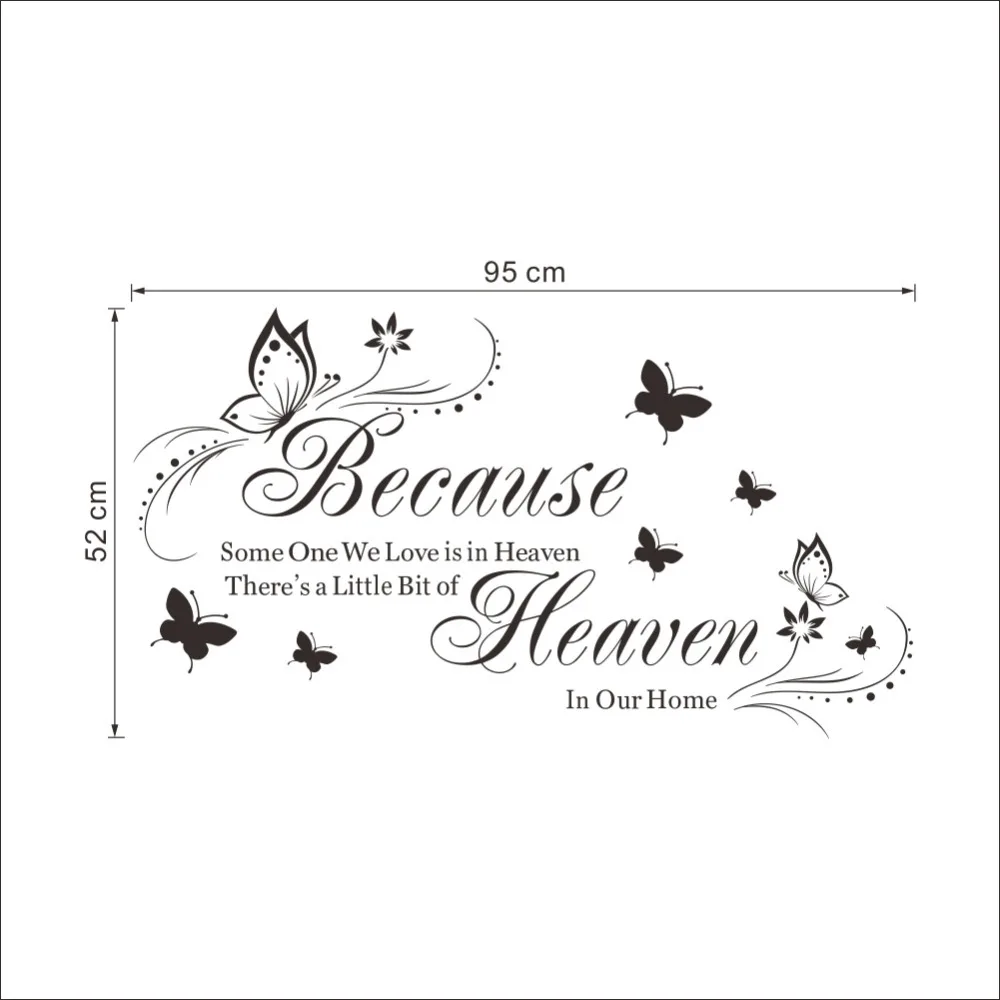 Himmel in unsere himmel Zitate Vinyl Schmetterling Blumen Wand Aufkleber Wand Aufkleber Schlafzimmer Wohnzimmer Dekoration in Himmel in unsere himmel Zitate