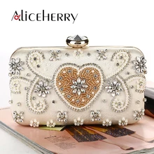 Luxury Heart Shaped Women Clutch Purse Rhinestone Crystal Pearl Evening Bag for Wedding Party Luxury Heart Shaped Women Clutch Purse Rhinestone Crystal Pearl Evening Bag for Wedding Party