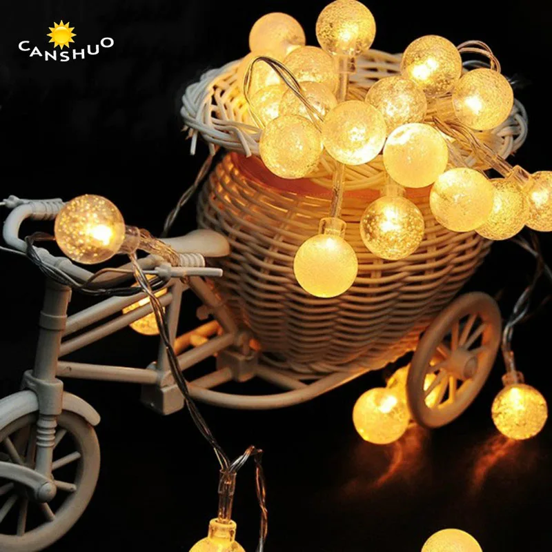 

2.5cm Crystal Ball Battery led Fairy garland String Lights 2m 3m 4m 5m 10m for Christmas Tree Garden Party Decoration Fairy Lamp