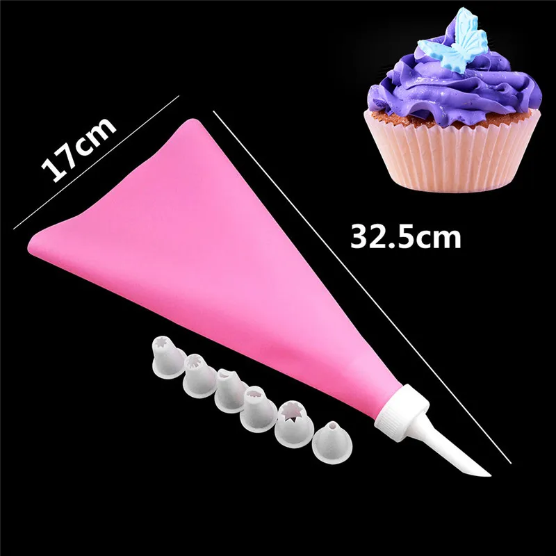 9PCS/SET Silicone DIY Icing Piping Cream Pastry Bags + 7PCS Plastic Nozzle Cake Decorating Tools Mould + Coupler Converter 9PCS/SET Silicone DIY Icing Piping Cream Pastry Bags + 7PCS Plastic Nozzle Cake Decorating Tools Mould + Coupler Converter