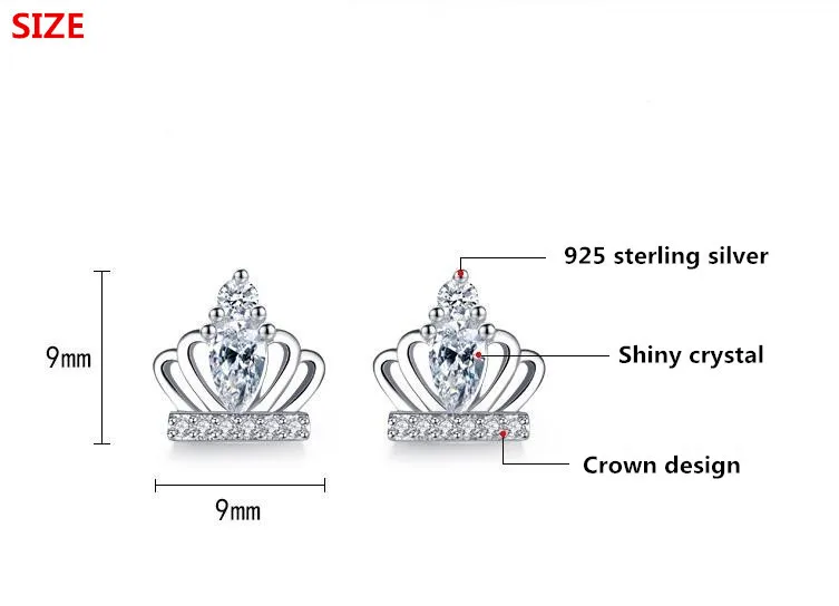 Акция, Стерлинговое Серебро 925 пробы, модная корона, Блестящие кристаллы, женские серьги-гвоздики, Женские Ювелирные изделия, подарок на день рождения, Прямая поставка