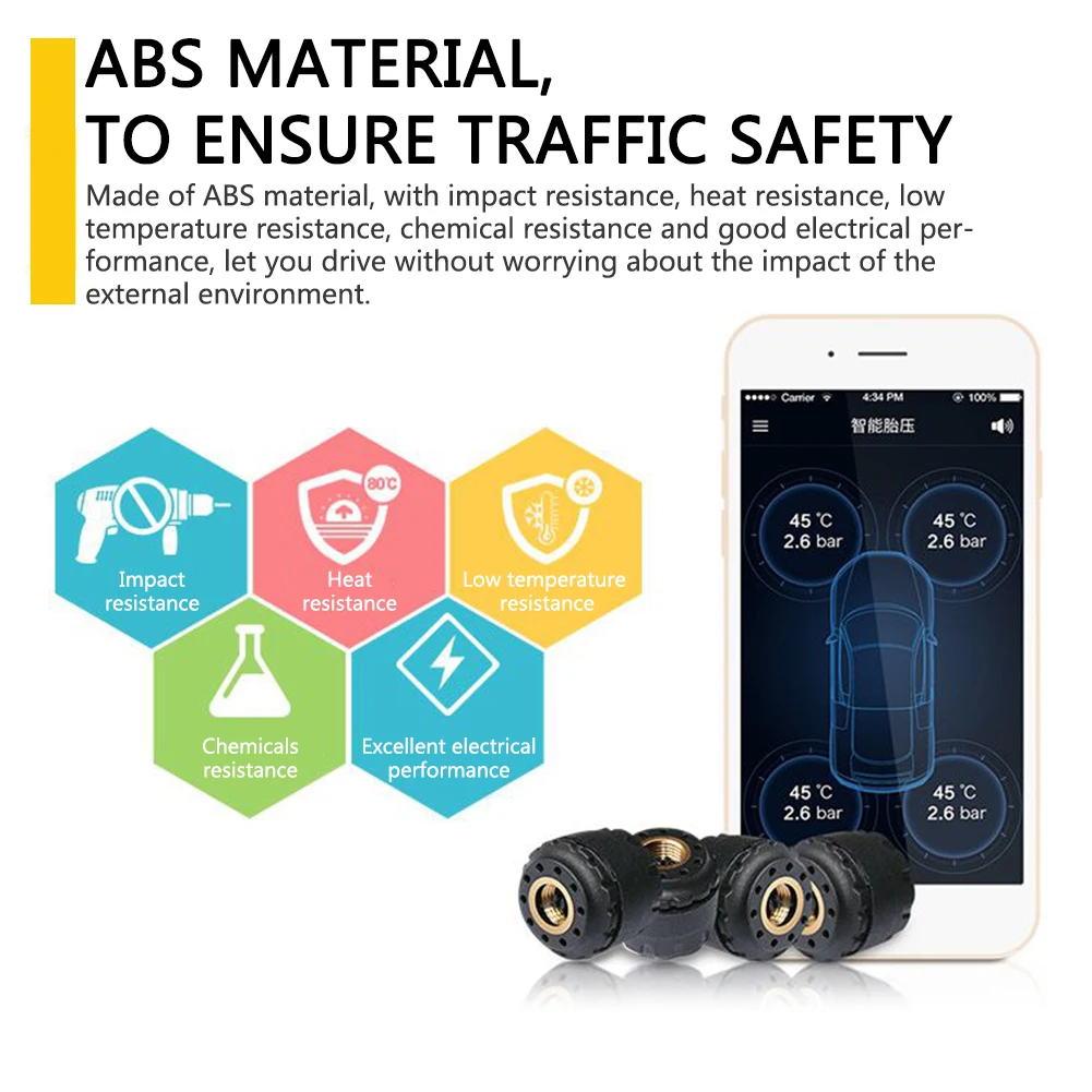 TP630 TPMS автомобильный Bluetooth TPMS давление в шинах PSI Бар Температурная сигнализация для Android iPhone IOS Телефон с 4 датчиками