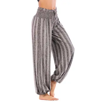 

Women Casual Stripe Print Baggy Harem Pants High Waist Loose Long Trousers