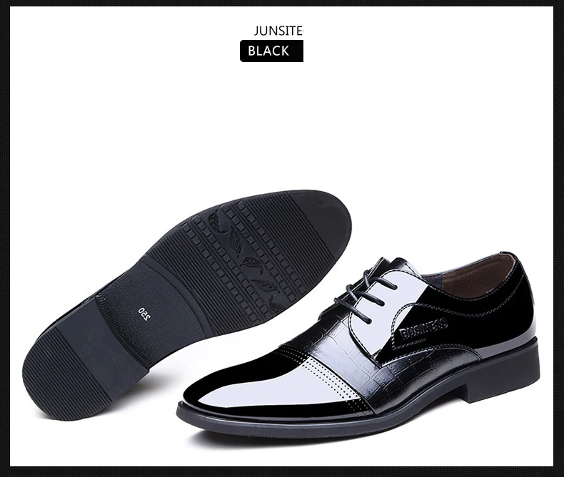 Crocodile pattern leather office men dress shoes fashion black  formal shoes men elegant business oxford wedding shoes NET626 6-
