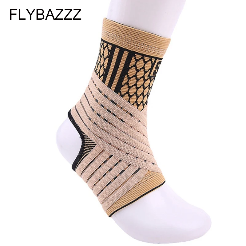 FLYBAZZZ High Elastic Bandage Compression Knitting Sports Protector Basketball Soccer Ankle Support Vrace Guard free shipping