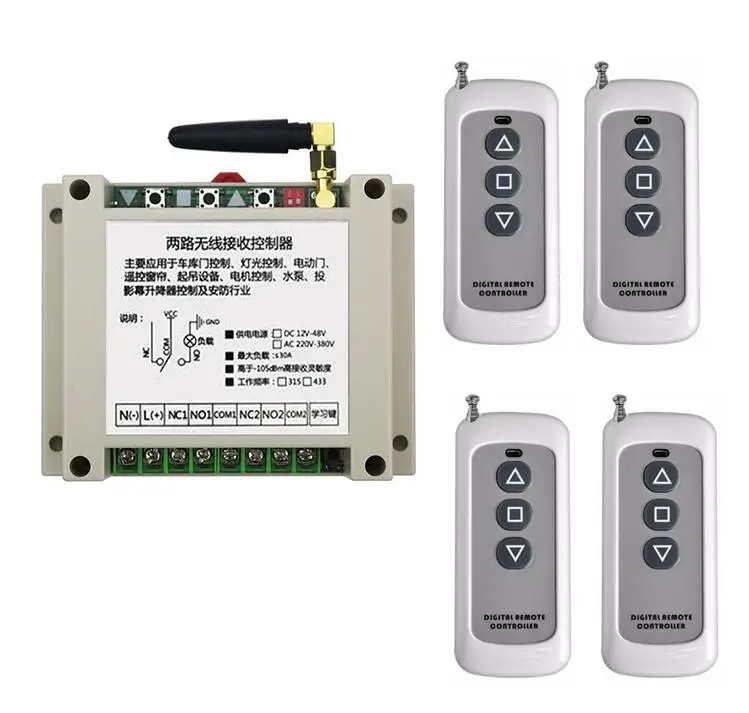 Переключатель приборов DC12 24 V 36 V 48 V 2CH RF Беспроводной дистанционного Управление релейный Переключатель приемника безопасности Системы для двери гаража завальцовки