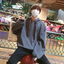 Толстовки для мужчин, весна, новая мода, толстовка с капюшоном, однотонный цвет, повседневная мужская уличная одежда, тренд, Свободный пуловер в стиле хип-хоп