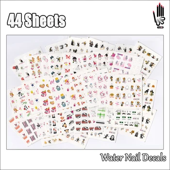 

Nail Sticker 44Sheets/Lot Mixed 3D Glitter Cartoon Bear Angel Hallowmas Water Nail Art Sticker Decal Decoration 44 Designs