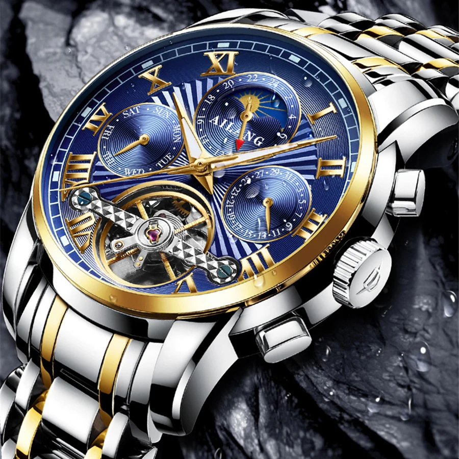 الرجال متعددة الوظائف التلقائية الميكانيكية ساعات ailang الرجال الفاخرة توربيون ووتش الذكور المقاوم للصدأ المعصم relogios الرجال متعددة الوظائف التلقائية الميكانيكية ساعات ailang الرجال الفاخرة توربيون ووتش الذكور المقاوم للصدأ المعصم relogios