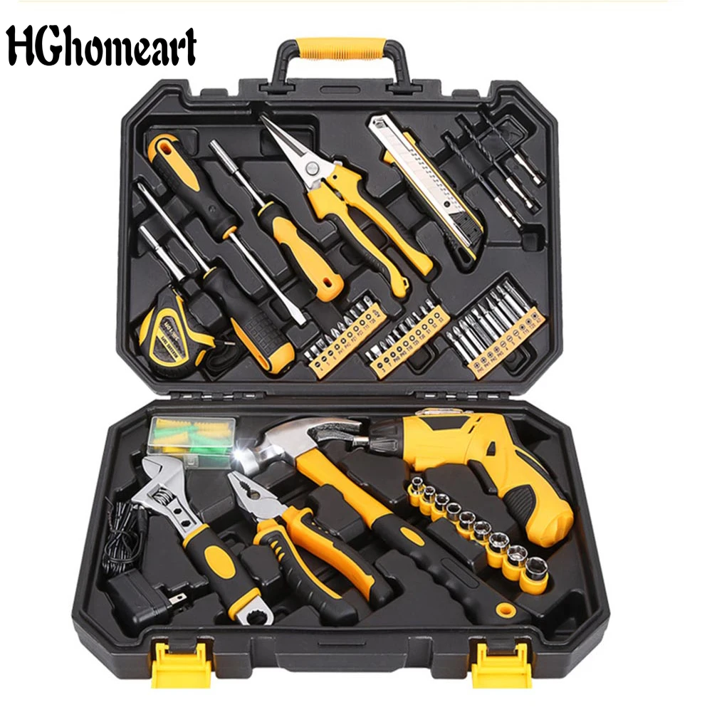 

HGhomeart Home Repair Tool Set Screwdriver Wrench Hammer Combination Tool Set High Quality Repair Kit Portable Decoration