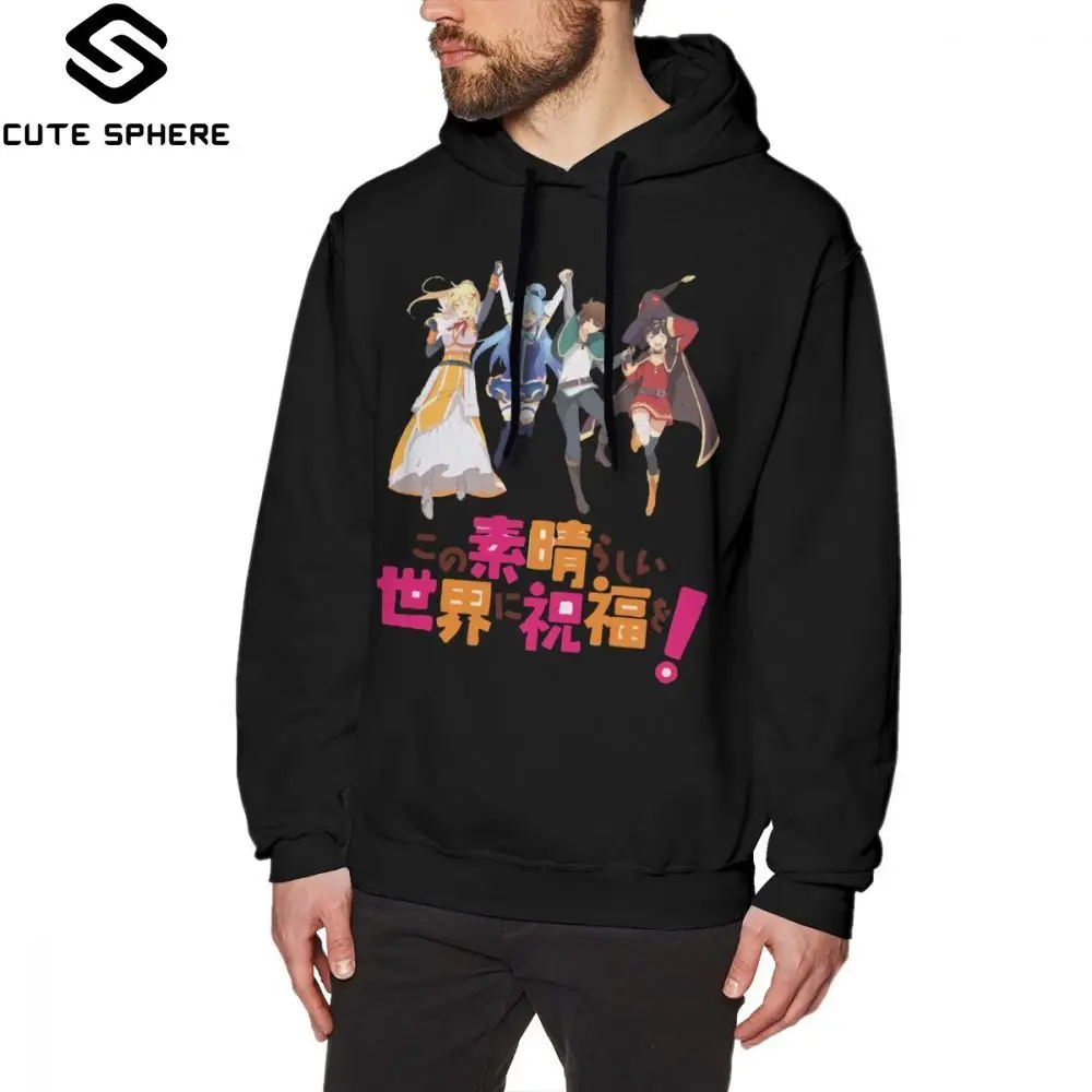 

Megumin Hoodie Konosuba Hoodies Long Length Cotton Pullover Hoodie Outdoor Black Male Popular Winter Over Size Hoodies