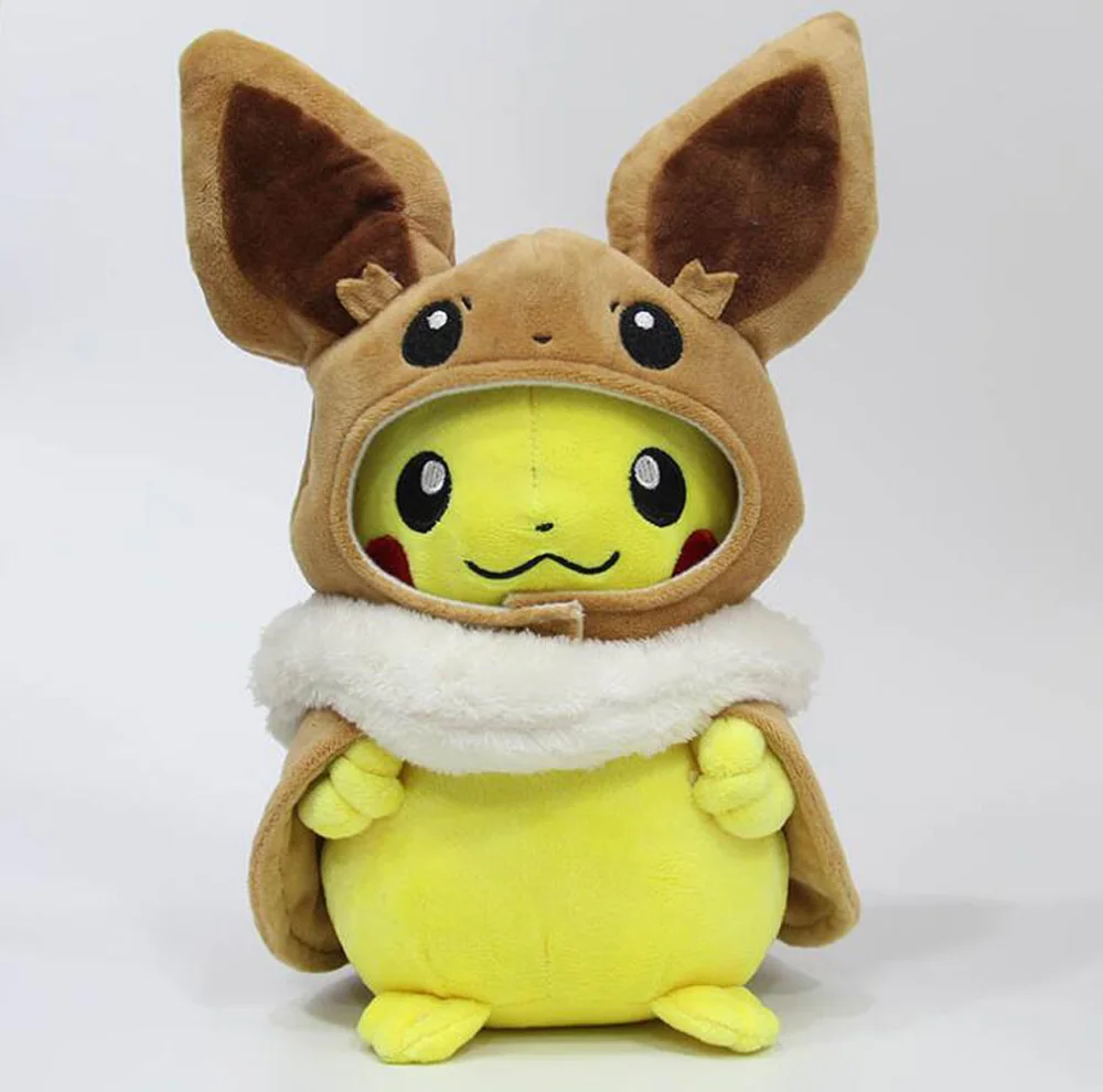 EMS 50/лот 2 стили Пикачу Косплей Eevee& Eevee косплей Пикачу 28 см плюшевая игрушка, фигурка куклы - Цвет: Pikachu