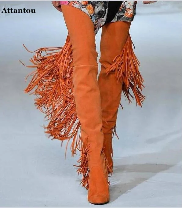 long orange boots
