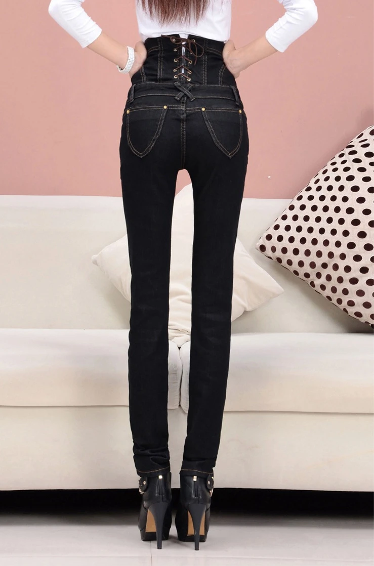 Slim High Waist Jeans Women Plus Size Denim Trousers Casual Single Breasted Bodycon Pencil Elastic Jeans Black DTY04 Slim High Waist Jeans Women Plus Size Denim Trousers Casual Single Breasted Bodycon Pencil Elastic Jeans Black DTY04