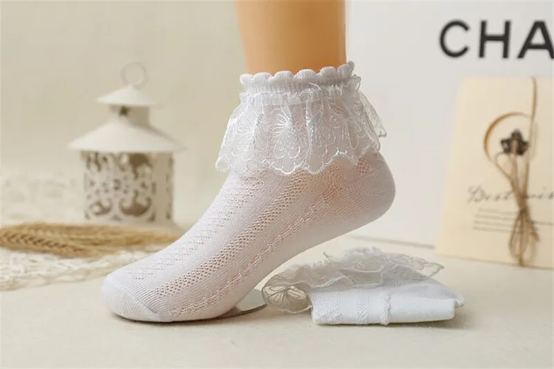 BASSK 5 paires//lot mignonne bébé fille coton à volants chaussettes nouveau-né respirant princesse dentelle courte chaussette lot pour bébé filles vêtements accessoire