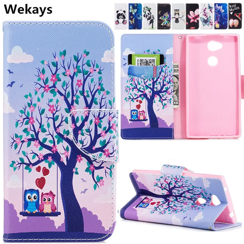 

Wekays For Sony Xperia L2 H3311 H3321 H4311 H4331 Cute Cartoon Owl Leather Flip Fundas Case sFor Sony XA2 H4133 H4113 Cover Case