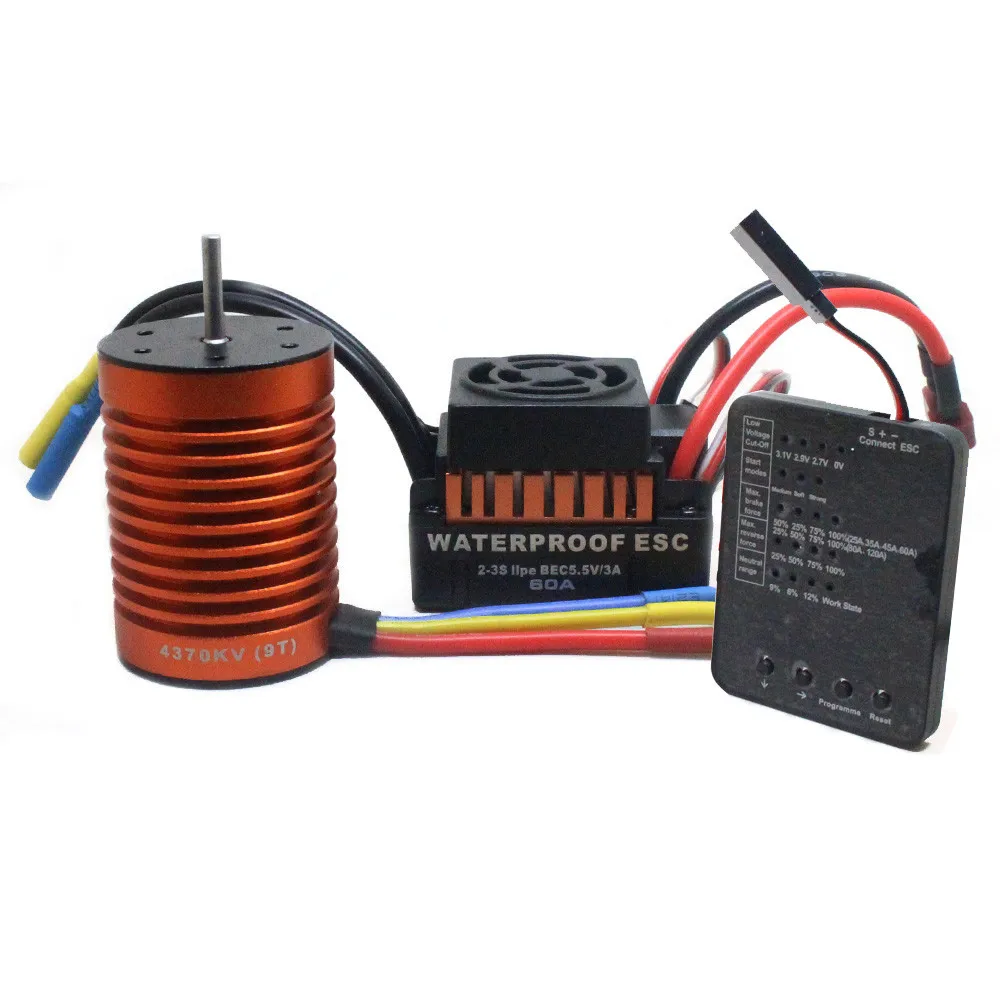 

9T 4370KV Brushless Motor+60A ESC +Program Card Combo For 1/10 RC Car Truck Jul10