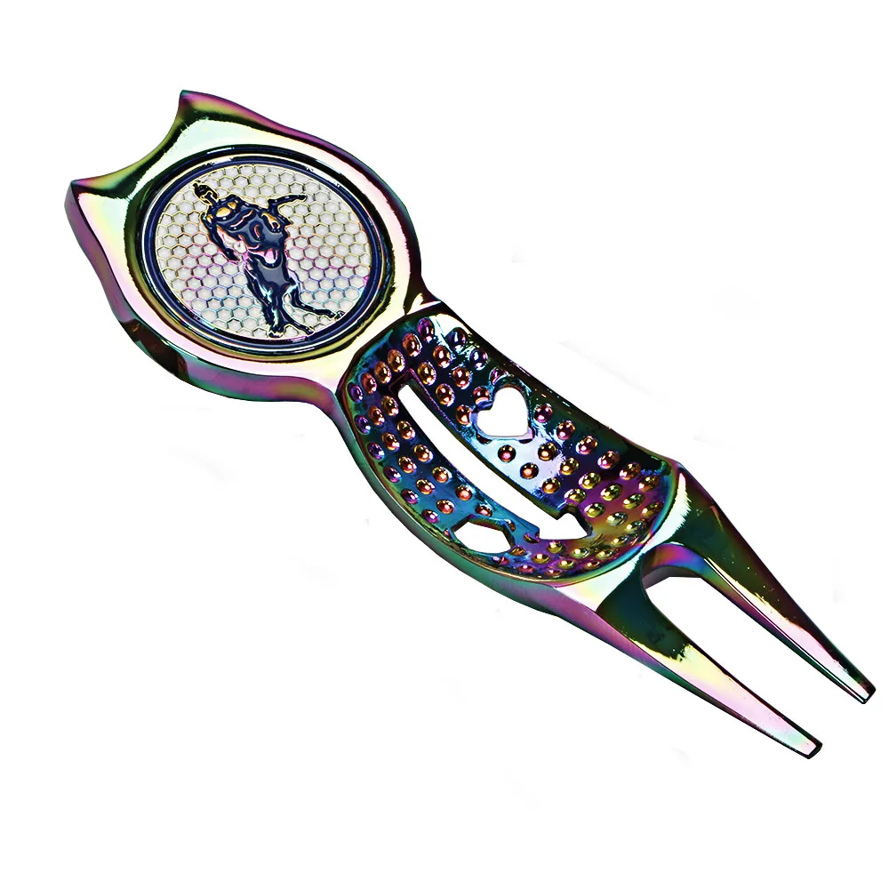 Dazzle color golf Putting green fork zinc alloy painted ball green fork golf Mark  free shipping