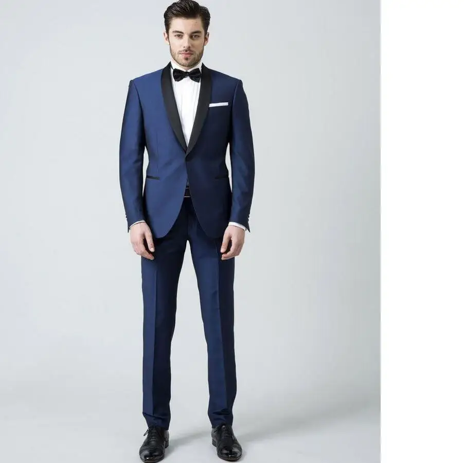 Dark blue shawl collar font b men s b font font b suit b font Christmas