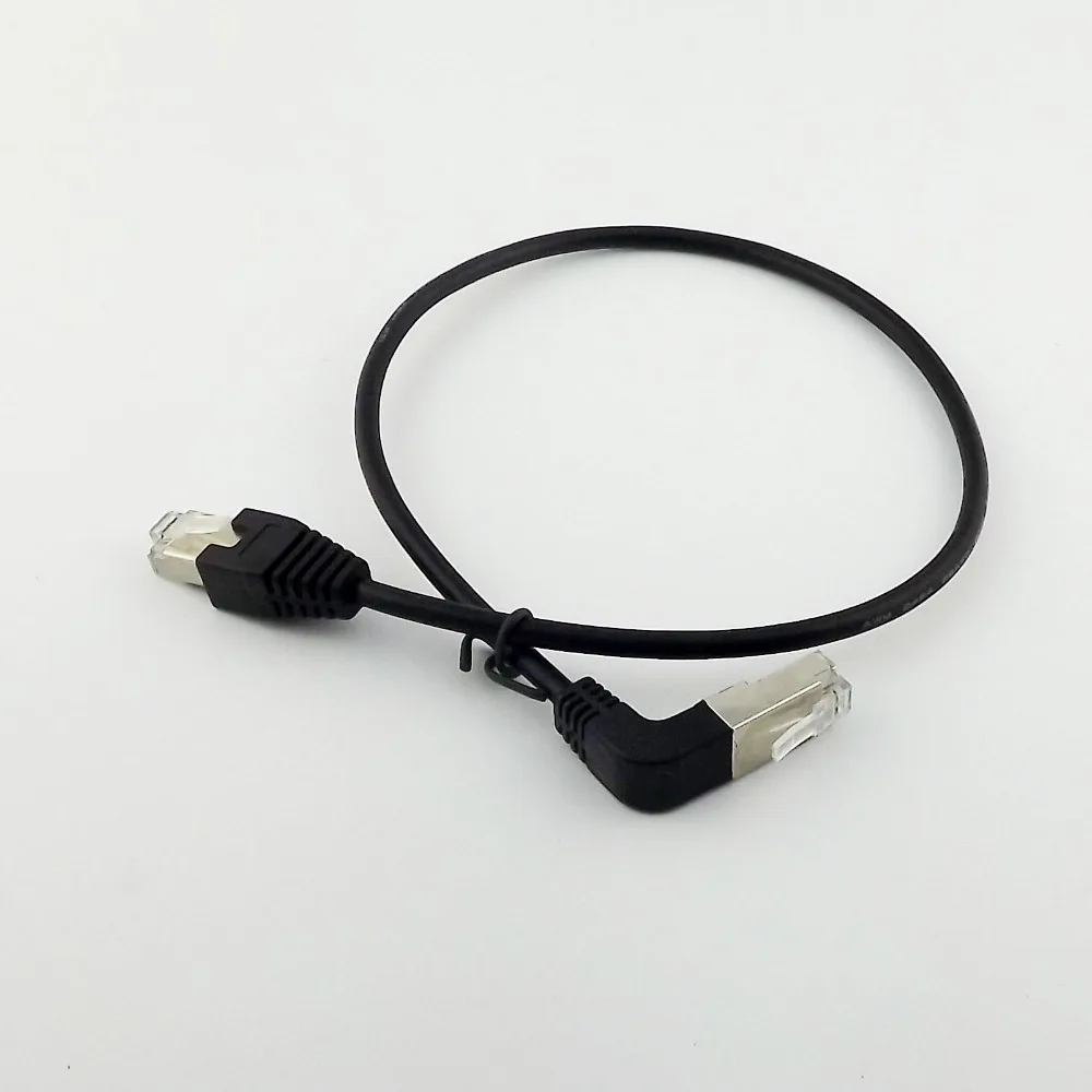 

1pcs RJ45 Male UP Angled to Male Plug Ethernet LAN Network Extension Adapter Black Cable 50cm