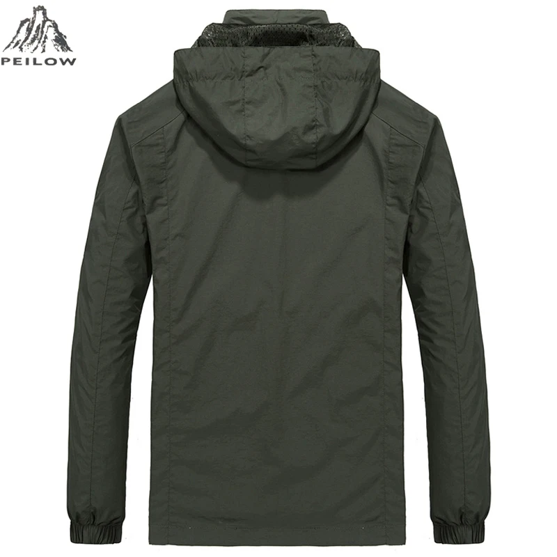 PEILOW جديد زائد حجم M ~ 6XL الربيع الخريف رجل عارضة العسكرية هوديي سترة الرجال الملابس للماء الرجال سترة واقية معطف الذكور