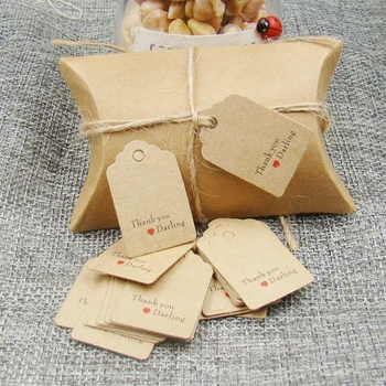 

3*2cm 1000pcs per lot thank you my darling tag handmade products price hang tag custom logo kraft gifts hang tag free shipping