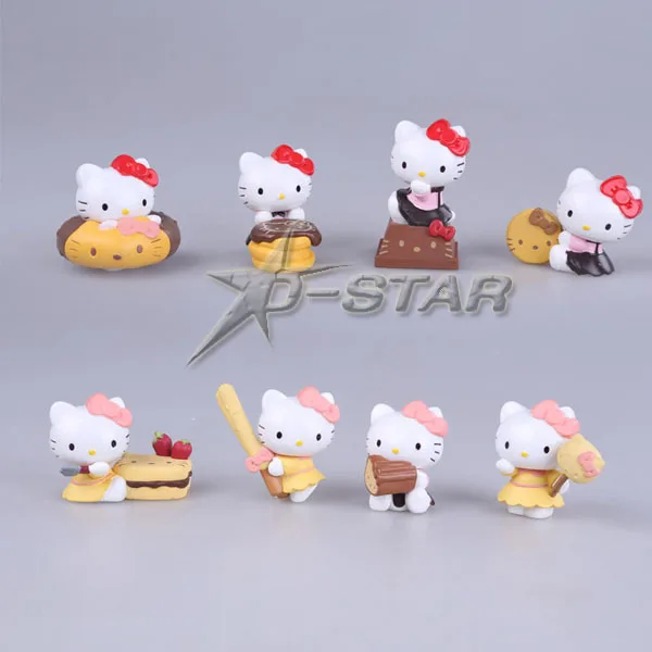

EMS Shipping 6 sets Cute Hello Kitty Chocolate Party 8pcs Set Boxed PVC Action Figure Model Collection Toy Gift (8pcs per set)