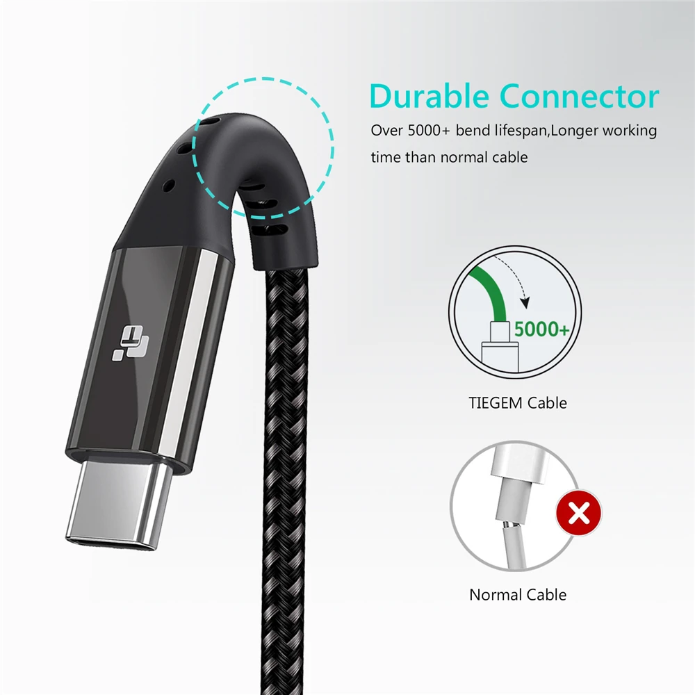 TIEGEM USB 3,0 type-C кабель 3A USB C кабель для samsung S9 S8 Plus Note 8 9 Быстрая зарядка usb type-C шнур для huawei P9 P10 P20