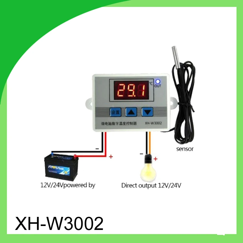 

Waterproof Probe LCD Display 12V/24V/220V XH-W3002 ABS Digital Temperature Controller Switch With 1M