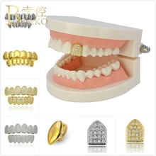 BOAKO Рэппер золотые зубы мужские дентальные украшения хип-хоп одиночные зубные решетки кепки Bling серебряные зубы комплект декоративных коронок человек Iced Out ювелирные изделия K5