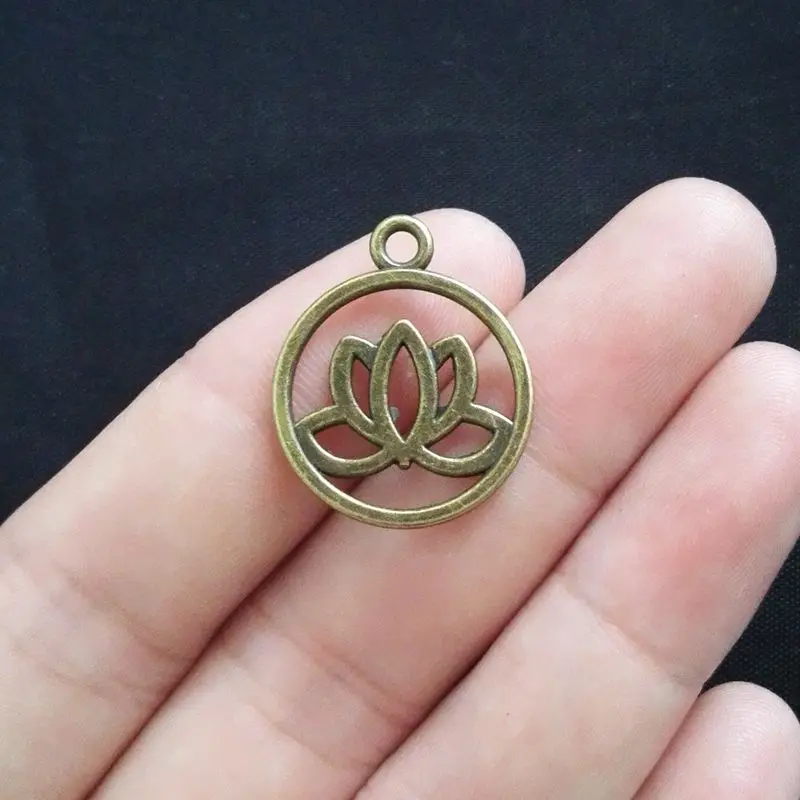 50 шт. подвески в виде цветка лотоса|charm antique silver|charms antiqueflower charm |