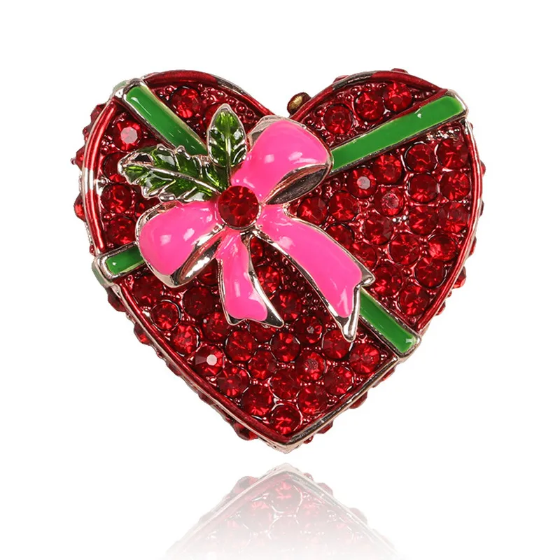 Fashion Design Rhinestone Crystal Brooches Heart Shape with Enamel