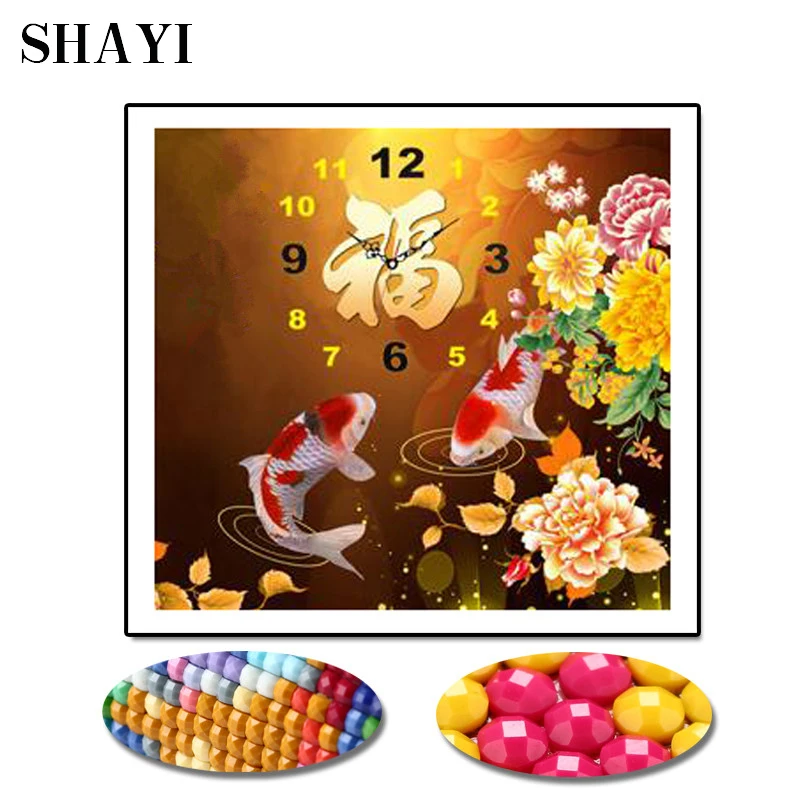 

Diamonds paintings Diamond Embroidered Home And Fugui Word Squid Full Post Drill Cross Stitch Wall Clock Simple Home Decor L175