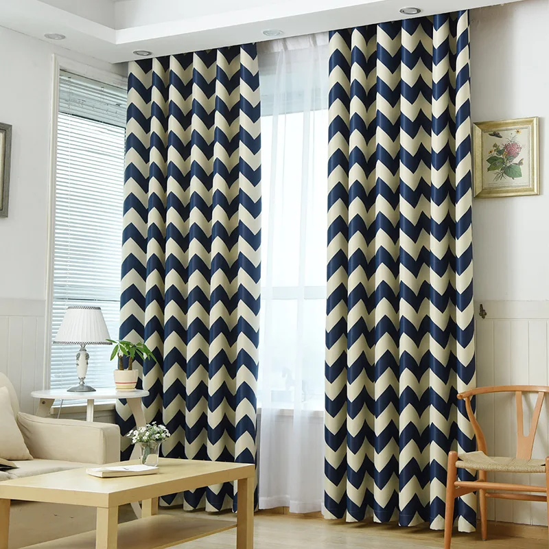 Ready Made Chinese Curtains For Living Room Bedroom Chevron Design