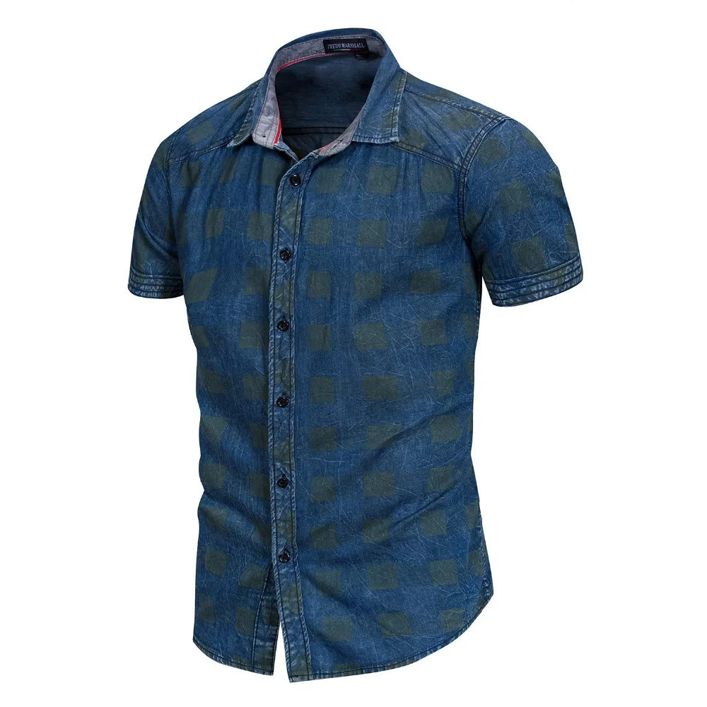 

Brand Plus Size Classic Plaid Business Shirts Men's Short Sleeve Dress Shirts Mens Turn-Down Collar Casual Shirt Summer