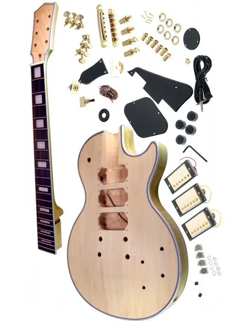 Cheap Free shipping  lp black custom  electric guitar kit/unfinish guitar/Diy electric guitar