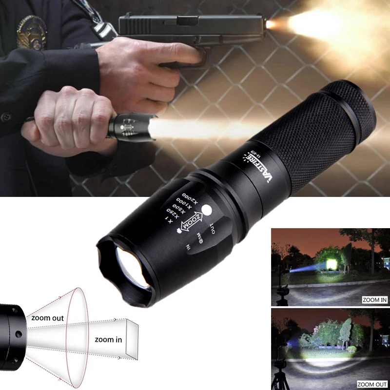 

5 Modes 1000 Lumen 878-T6 Zoomable hunting Flashlight USE 18650/26650 for hunting camping outdoor