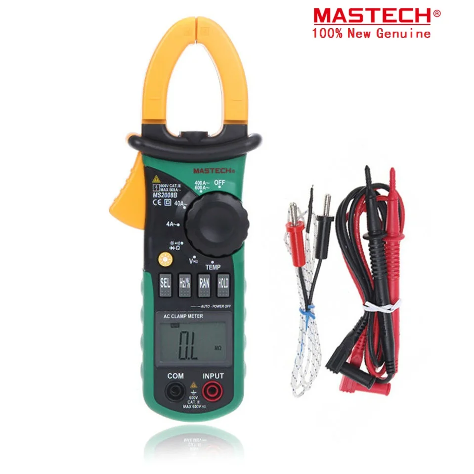 

Digital Multimeter Amper Clamp Meter Current Clamp Pincers AC Current AC/DC Voltage Capacitor Resistance Tester MASTECH MS2008B