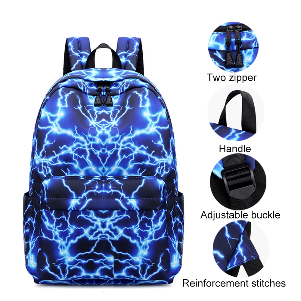 

Unisex Lightning pattern Multipurpose Unisex Backpack Sets 3pcs School Daypack With Insulated Lunch Bag Pencil Case/Pouch