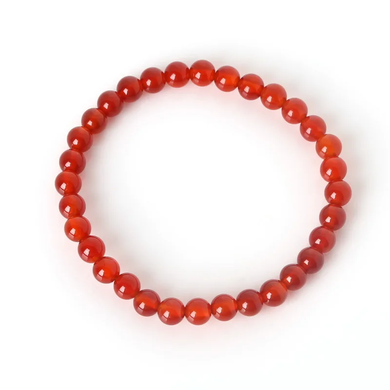 6mm Hot Natural red Bracelet Stone Beads with Elastic Rope Bracelet Men