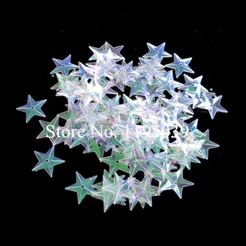 

50g/lot 15mm Star Sequins Cup Loose Paillettes Wedding Crafts Kids DIY Accessories With 1 Middle Hole Transparent White AB