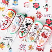 Смешанный дизайн для ногтей стикер Рождество Снежинка Цветок передача воды микс мультфильм кольцо с лосем колокольчик DIY фольги обертывания советы SABN1009-1020