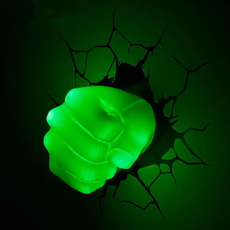 

[New] Creative The Avengers Hulk Head Helmet Fist Glove model 3D Wall Lamp Unique LED light Fist lamp Home room decorations gift