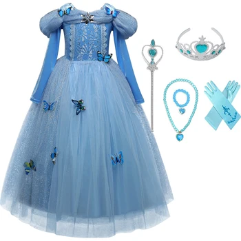 

Girls Dress Kids Easter Party Cosplay Costumes for Girls Children Princess Butterflies Clothes Wands