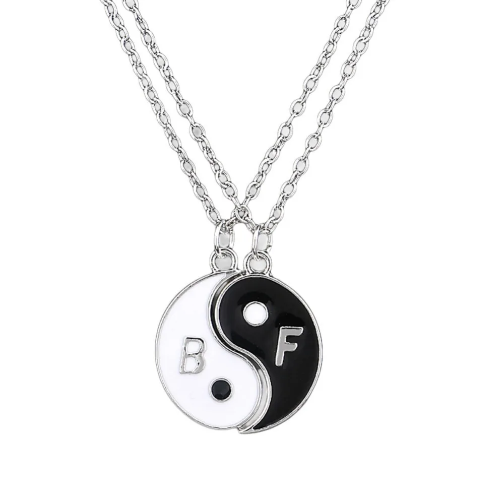 

Charming Jewelry Accessories Yin And Yang Two Stitching Pendant Necklace Color Sivler Best Friend Gift