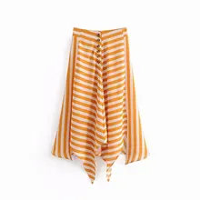 Модные женские туфли праздник ветер 45-6191 Евро Мода желтый полосатый нерегулярные юбка