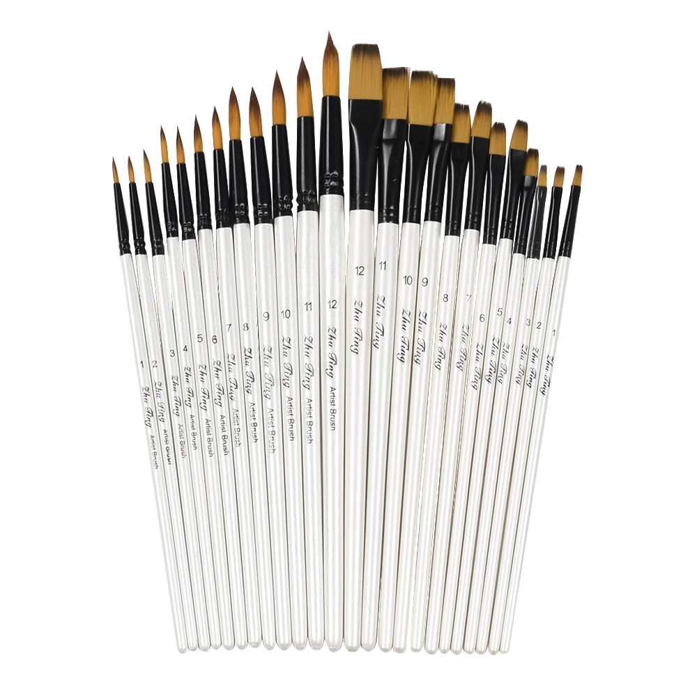 

12/24PCS Nylon Hair Watercolor Paint Brush Pen Set Wooden Handle Art Painting Brushes for Oil Acrylic Drawing School Supplies