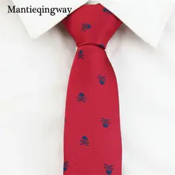 Mantieqingway 6 см с рисунком черепа галстук галстуки для Для мужчин костюмы полиэстер шеи галстук для жениха Gravatas тонкий галстук vestidos галстук